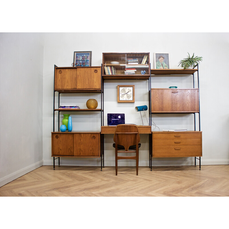 Vintage teak 8-piece shelving unit by Avalon, UK 1960s