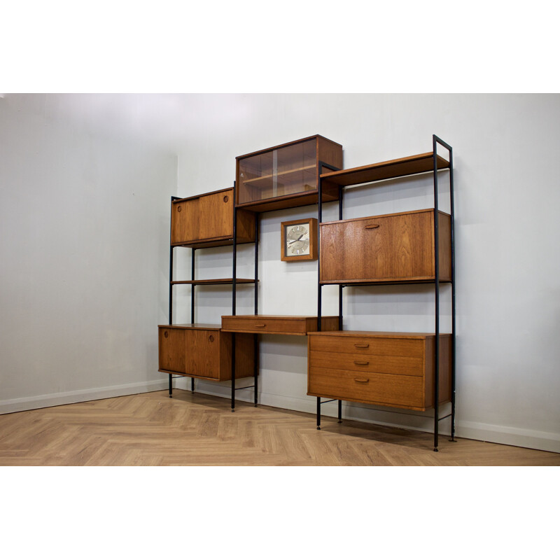 Vintage teak 8-piece shelving unit by Avalon, UK 1960s