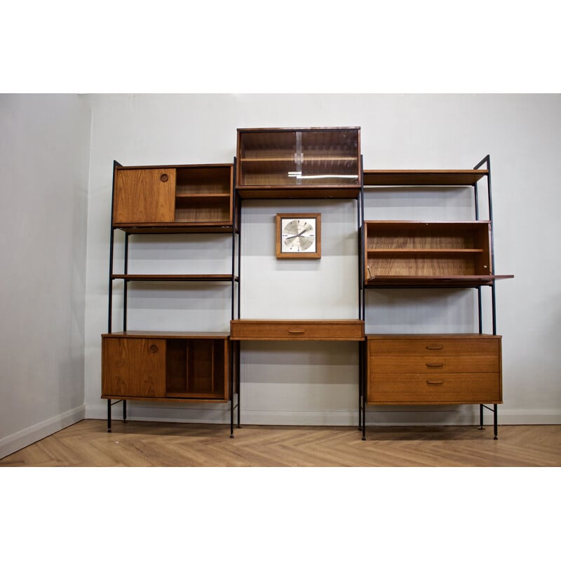 Vintage teak 8-piece shelving unit by Avalon, UK 1960s