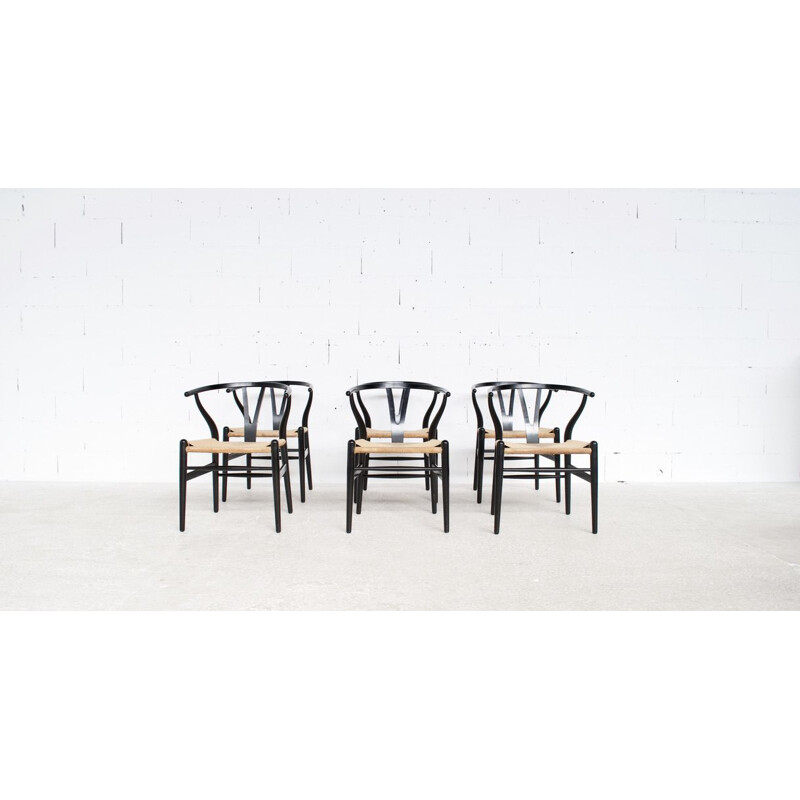 Set of 6 vintage "Wishbone Chair" chairs by Hans Wegner for Carl Hansen & Son, 1960