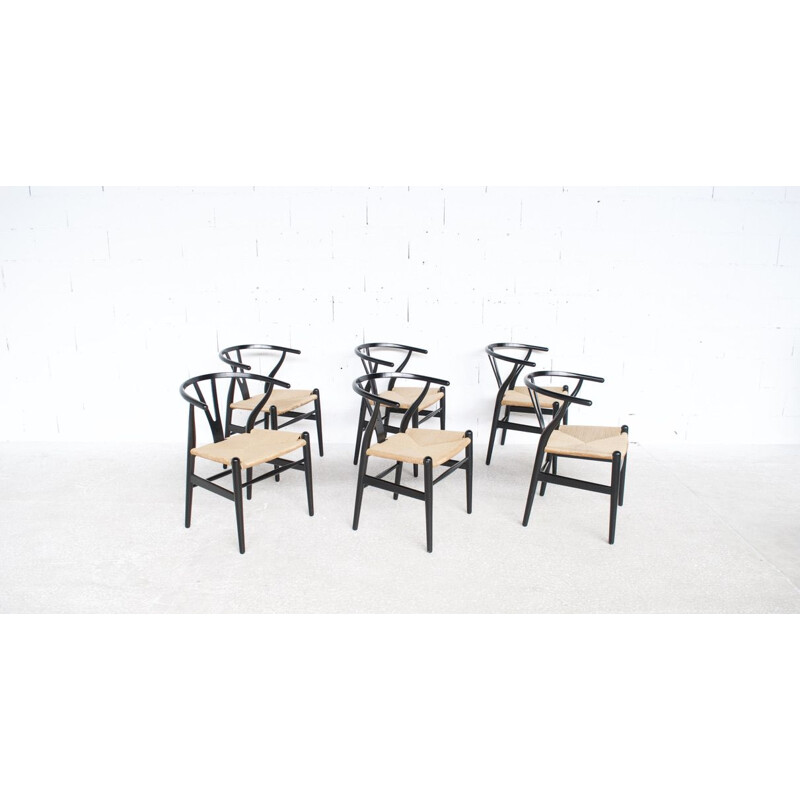 Lot de 6 chaises vintage "Wishbone Chair" par Hans Wegner pour Carl Hansen & Son, 1960
