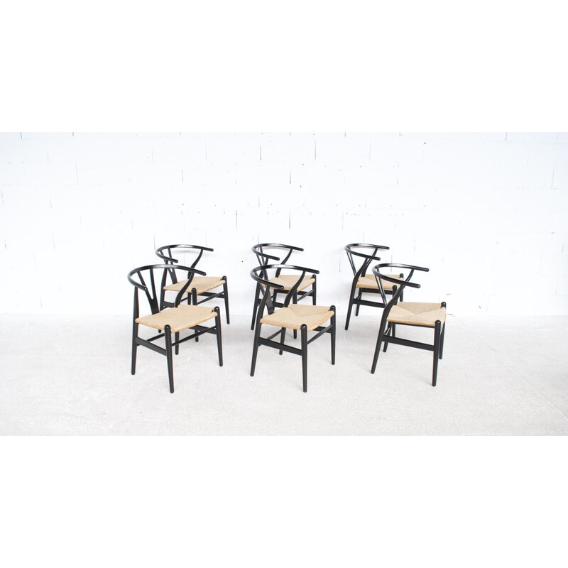 Set of 6 vintage "Wishbone Chair" chairs by Hans Wegner for Carl Hansen & Son, 1960