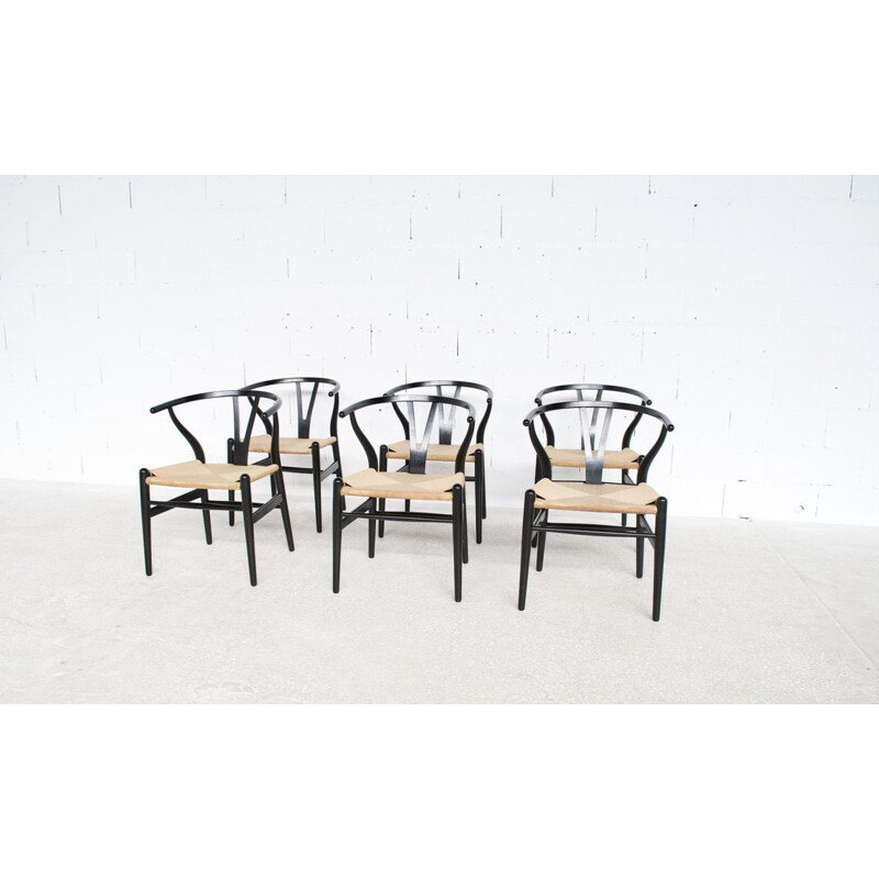 Set of 6 vintage "Wishbone Chair" chairs by Hans Wegner for Carl Hansen & Son, 1960