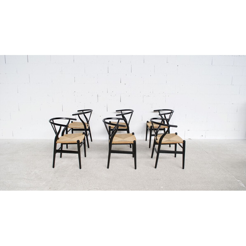 Set of 6 vintage "Wishbone Chair" chairs by Hans Wegner for Carl Hansen & Son, 1960