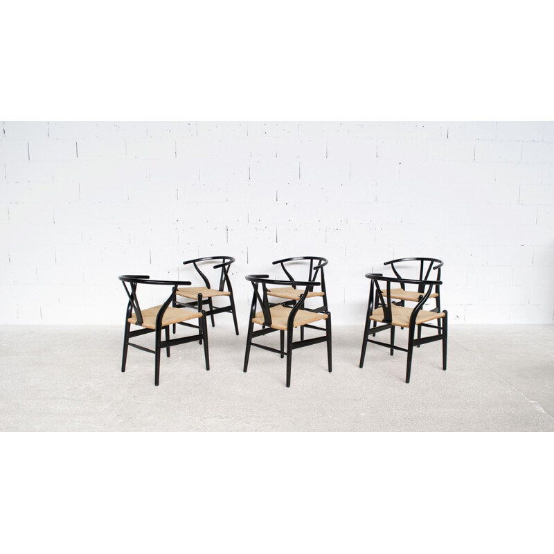 Set of 6 vintage "Wishbone Chair" chairs by Hans Wegner for Carl Hansen & Son, 1960