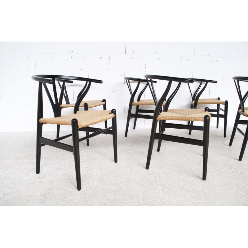 Set of 6 vintage "Wishbone Chair" chairs by Hans Wegner for Carl Hansen & Son, 1960