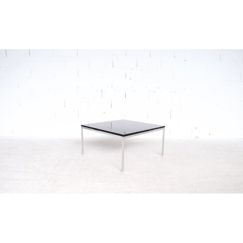 Table basse vintage en marbre noir et acier chromé par Florence Knoll, 1970