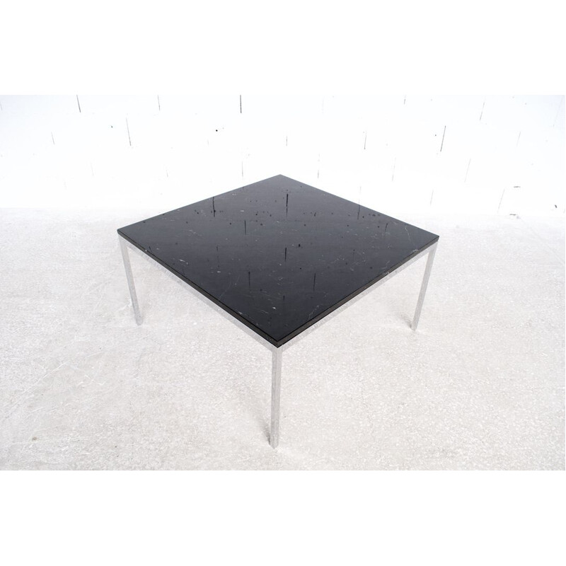 Vintage black marble and chrome steel coffee table by Florence Knoll, 1970