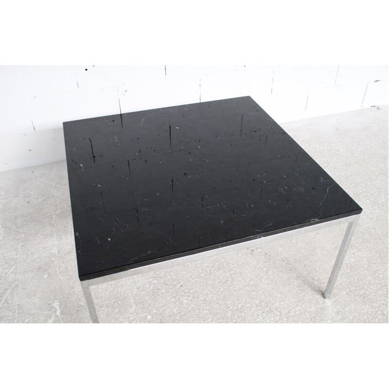 Mármore preto vintage e mesa de café em aço cromado de Florence Knoll, 1970