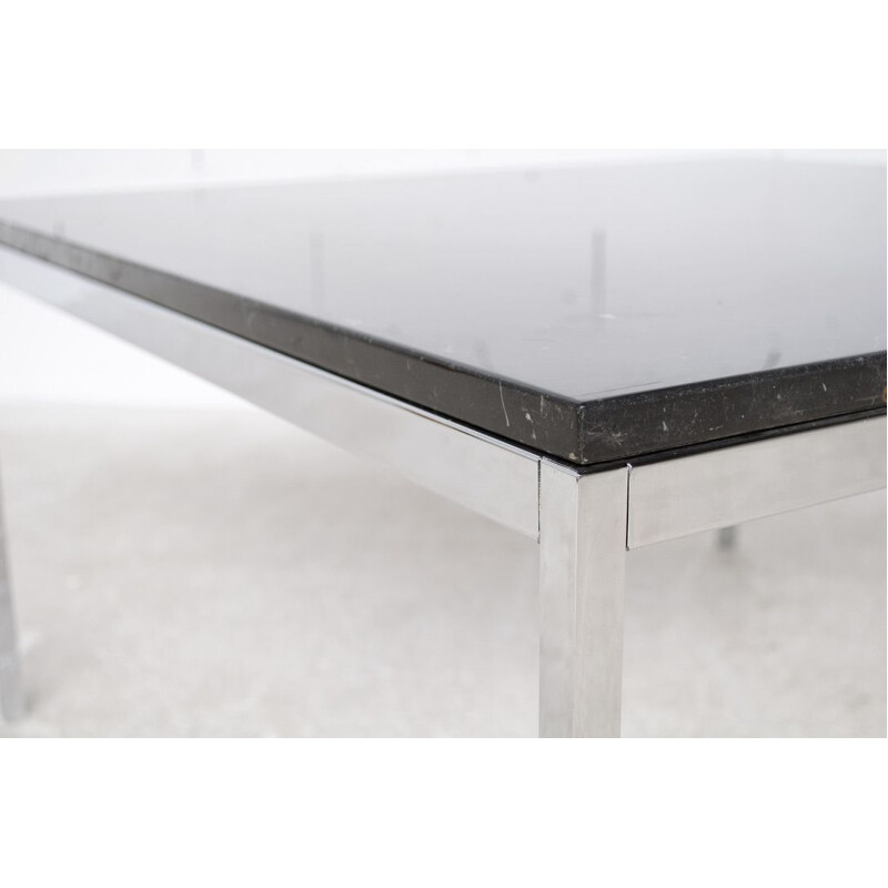 Vintage black marble and chrome steel coffee table by Florence Knoll, 1970