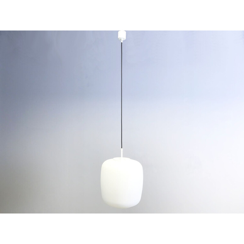 Scandinavian vintage suspension lamp with opal glass shade, 1970