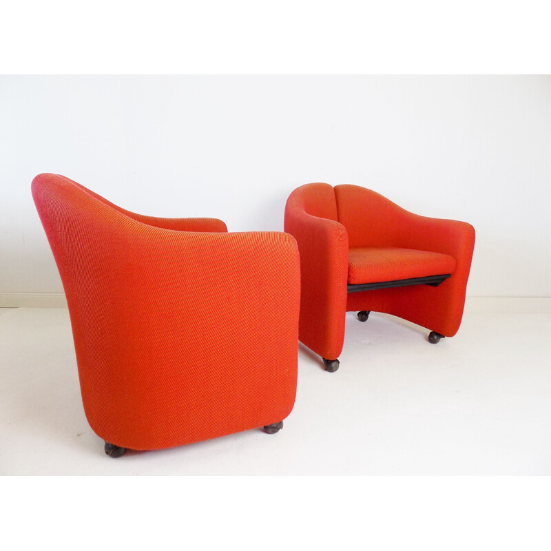 Pair of vintage Tecno Ps142 armchairs by Eugenio Gerli