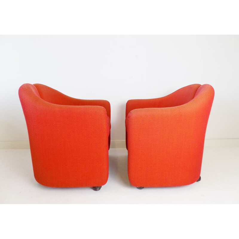 Pair of vintage Tecno Ps142 armchairs by Eugenio Gerli