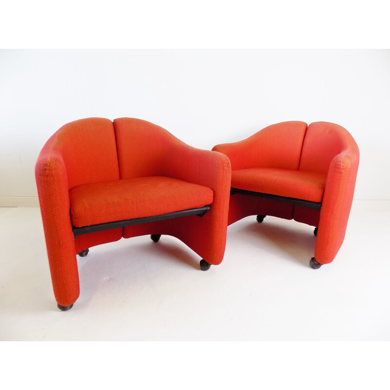 Pair of vintage Tecno Ps142 armchairs by Eugenio Gerli