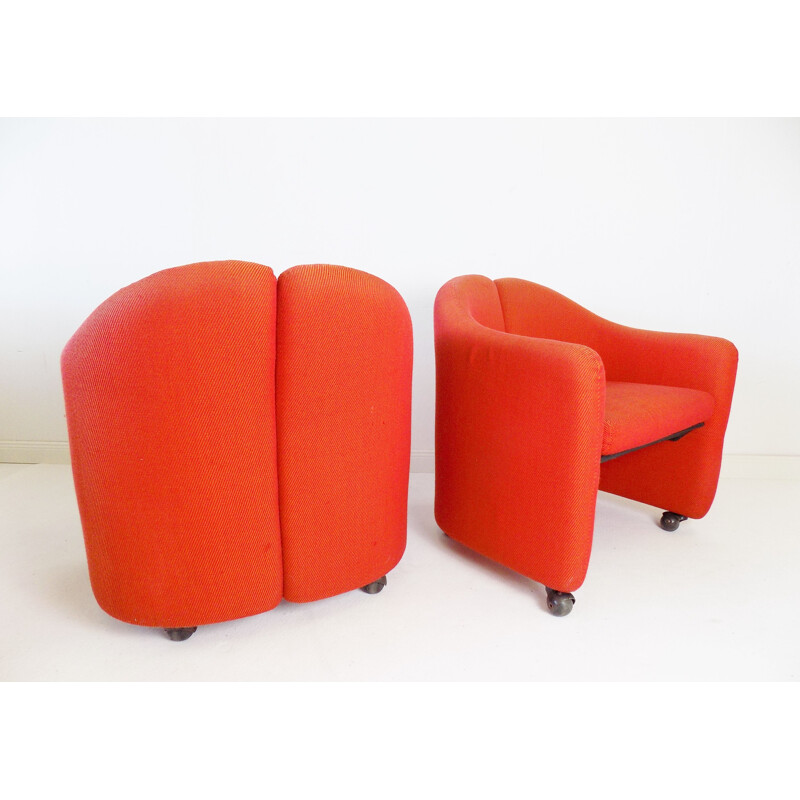 Pair of vintage Tecno Ps142 armchairs by Eugenio Gerli