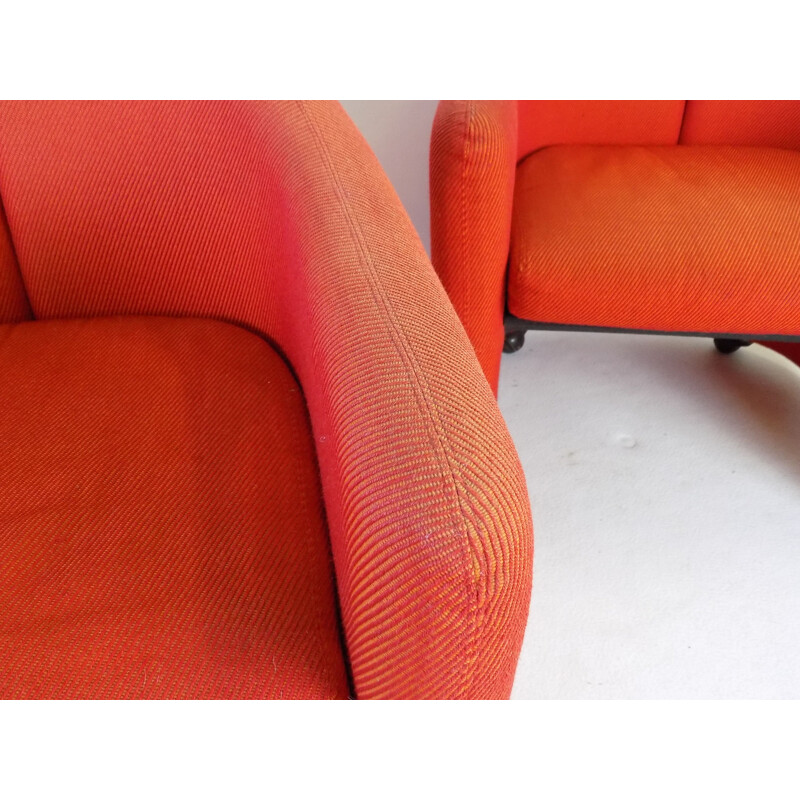 Paar vintage Tecno Ps142 fauteuils van Eugenio Gerli