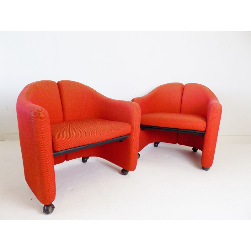 Pair of vintage Tecno Ps142 armchairs by Eugenio Gerli