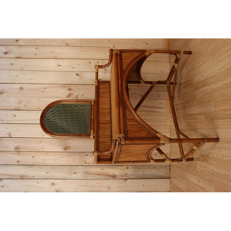 Vintage rattan and bamboo dressing table, 1970