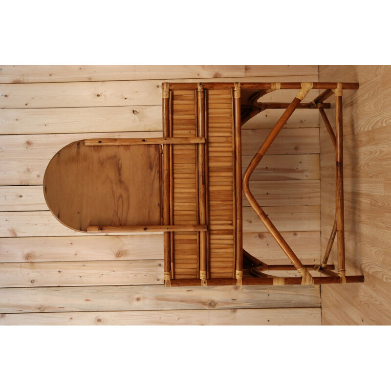 Vintage rattan and bamboo dressing table, 1970