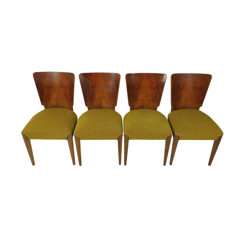 Set of 4 vintage Art Deco dining chairs by Jindřich Halabala, 1940s