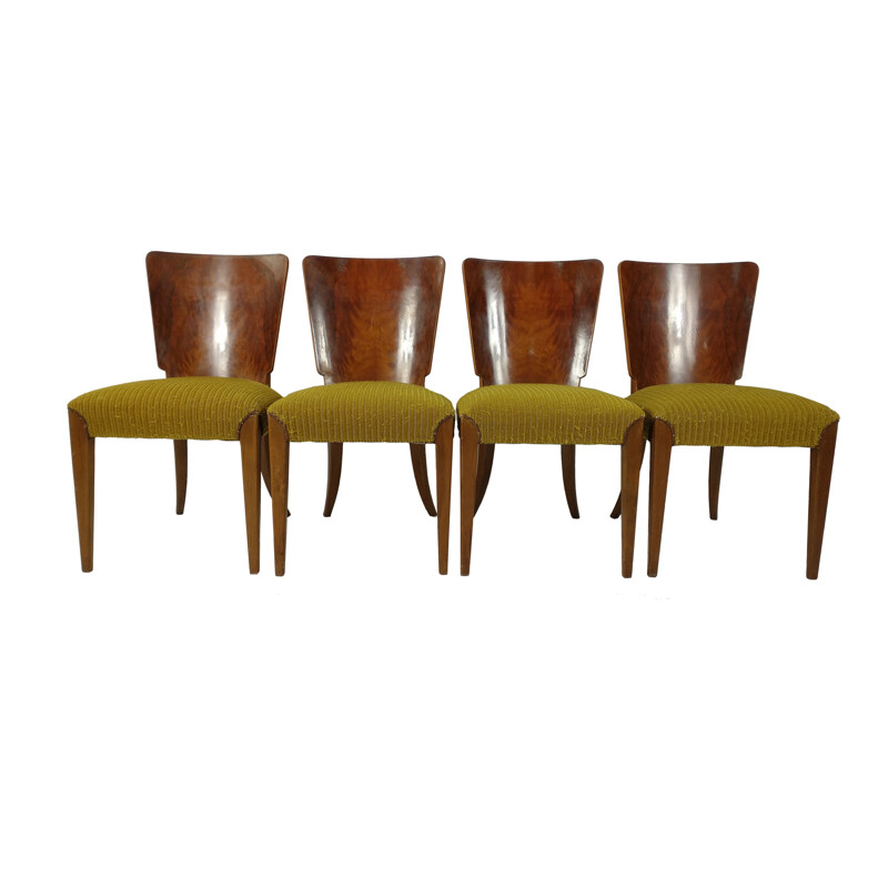 Set of 4 vintage Art Deco dining chairs by Jindřich Halabala, 1940s