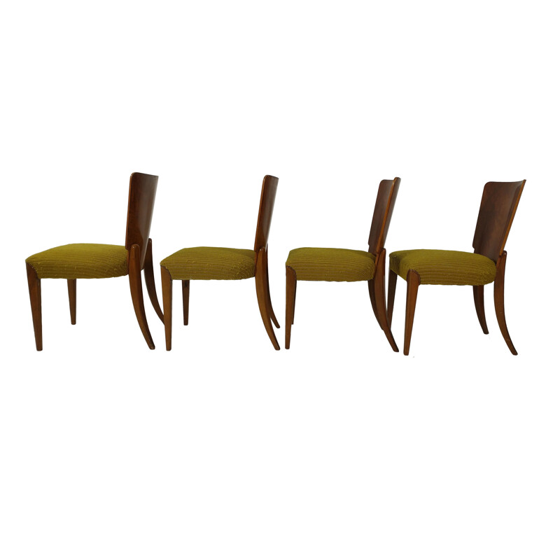 Set of 4 vintage Art Deco dining chairs by Jindřich Halabala, 1940s