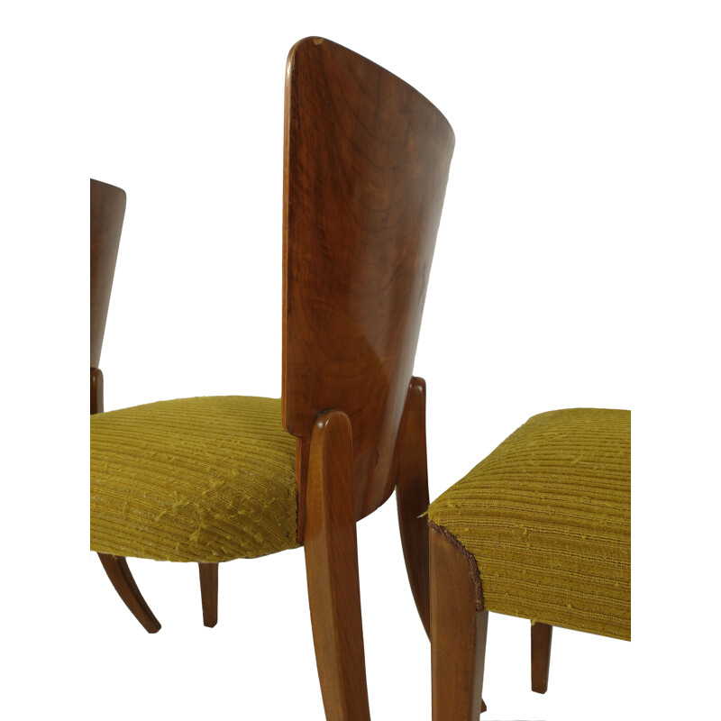 Set of 4 vintage Art Deco dining chairs by Jindřich Halabala, 1940s