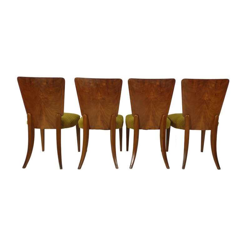 Set of 4 vintage Art Deco dining chairs by Jindřich Halabala, 1940s