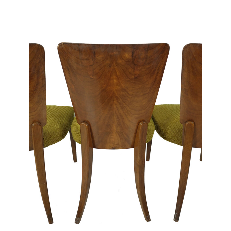 Set of 4 vintage Art Deco dining chairs by Jindřich Halabala, 1940s