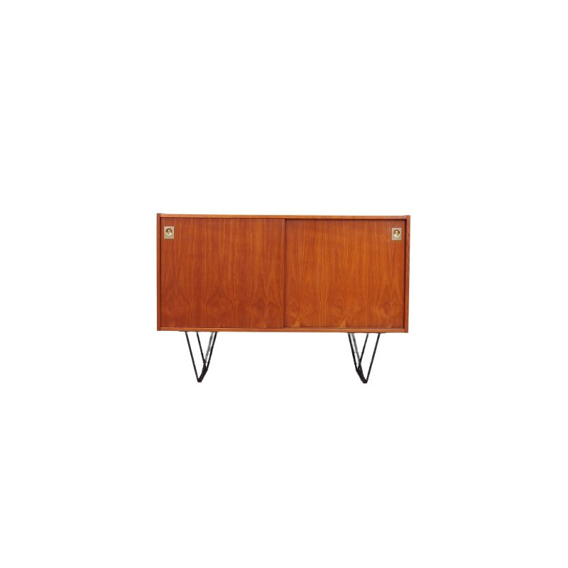 Teak vintage highboard with sliding doors, Denmark 1970s