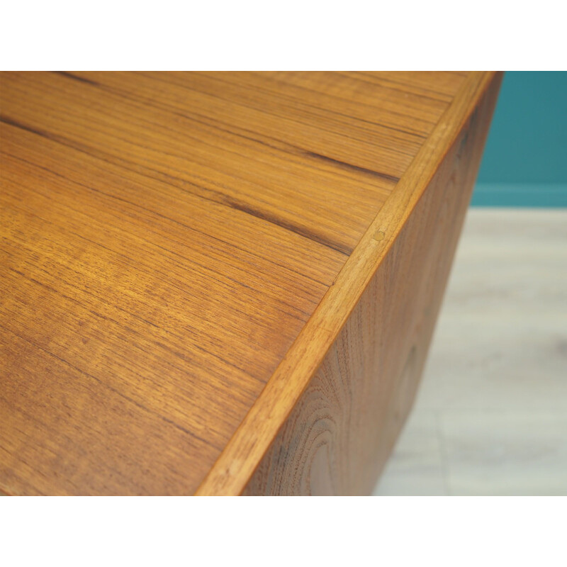 Teak vintage highboard with sliding doors, Denmark 1970s