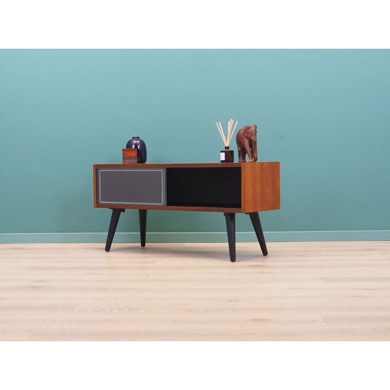 Teak vintage solid wood stained black sideboard, Denmark 1970s