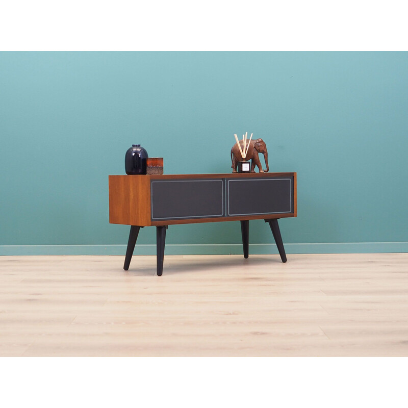 Teak vintage solid wood stained black sideboard, Denmark 1970s