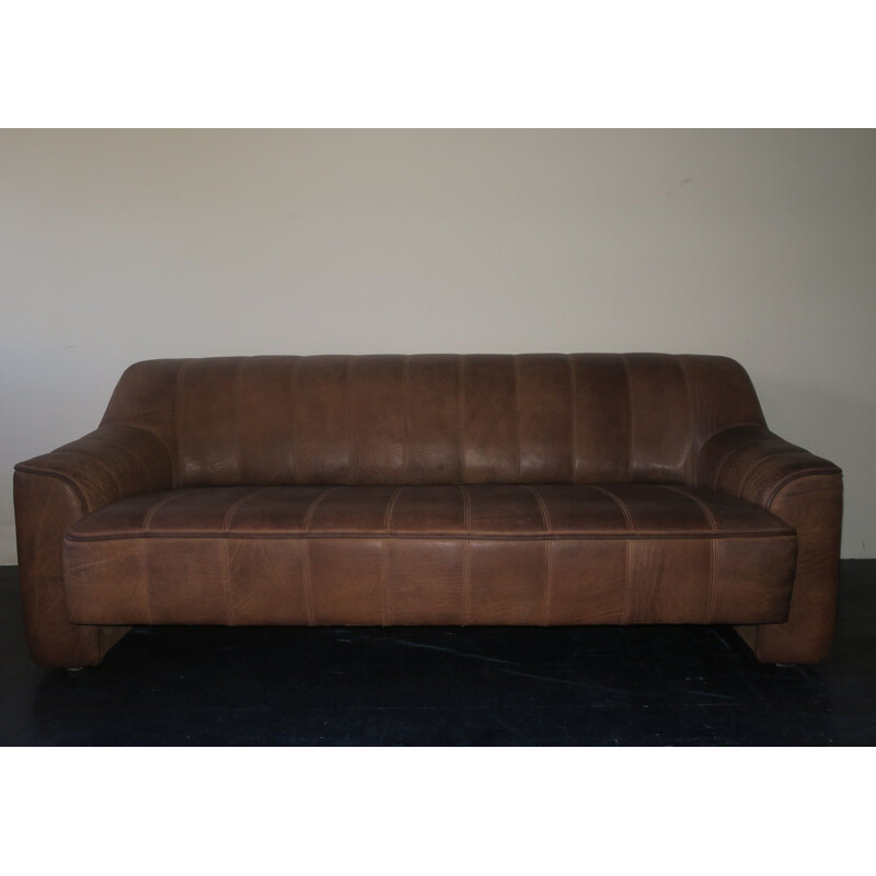 Vintage De Sede Ds44 buffalo leather 3 seater sofa, 1970s