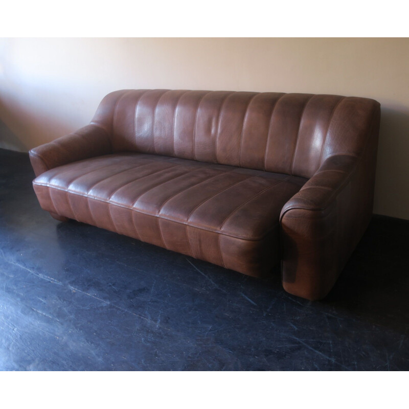 Vintage De Sede Ds44 buffalo leather 3 seater sofa, 1970s