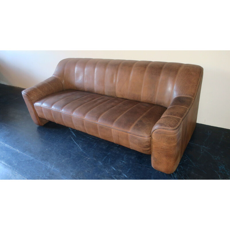 Vintage De Sede Ds44 buffalo leather 3 seater sofa, 1970s