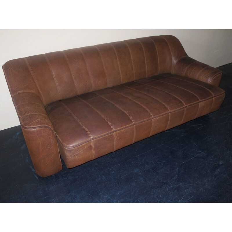 Vintage De Sede Ds44 buffalo leather 3 seater sofa, 1970s