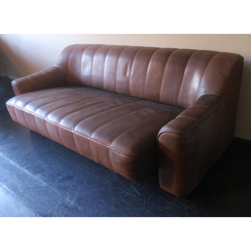 Vintage De Sede Ds44 buffalo leather 3 seater sofa, 1970s