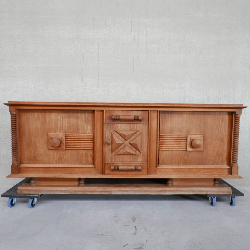 French oakwood Art Deco vintage sideboard by Dudouyt, 1940s