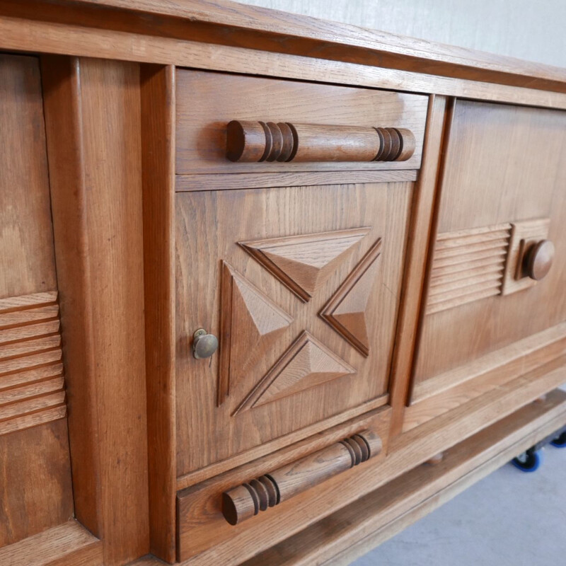 French oakwood Art Deco vintage sideboard by Dudouyt, 1940s