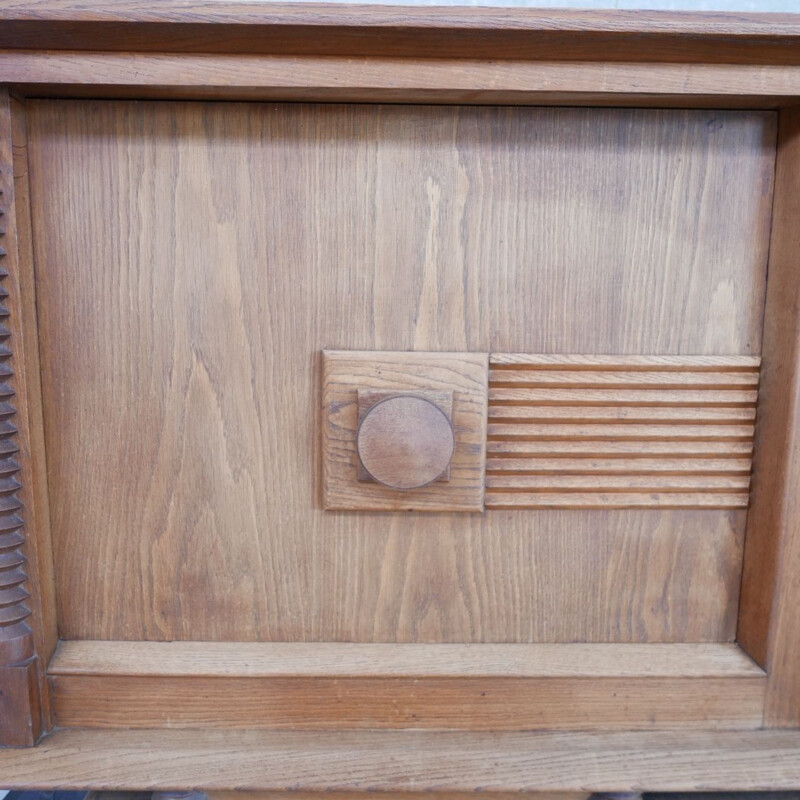 French oakwood Art Deco vintage sideboard by Dudouyt, 1940s