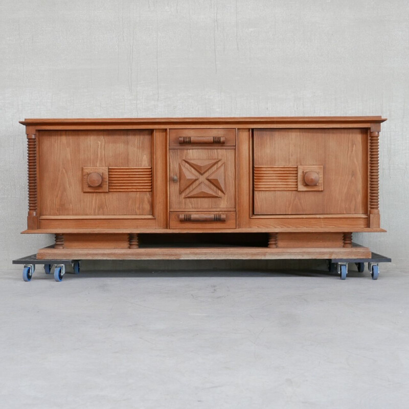 French oakwood Art Deco vintage sideboard by Dudouyt, 1940s