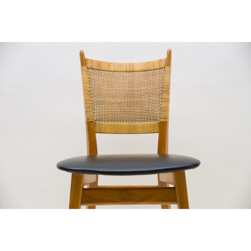 Vintage wood and leather chair, Germany 1950