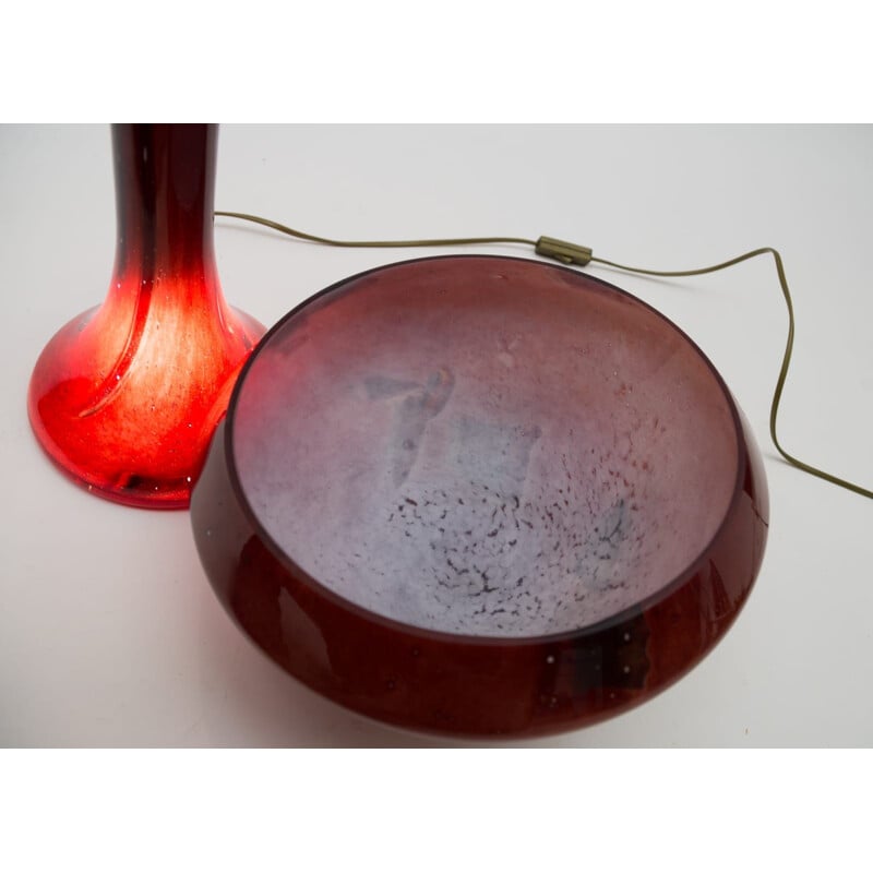 Lampe de table vintage en verre de La Rochere, 1970
