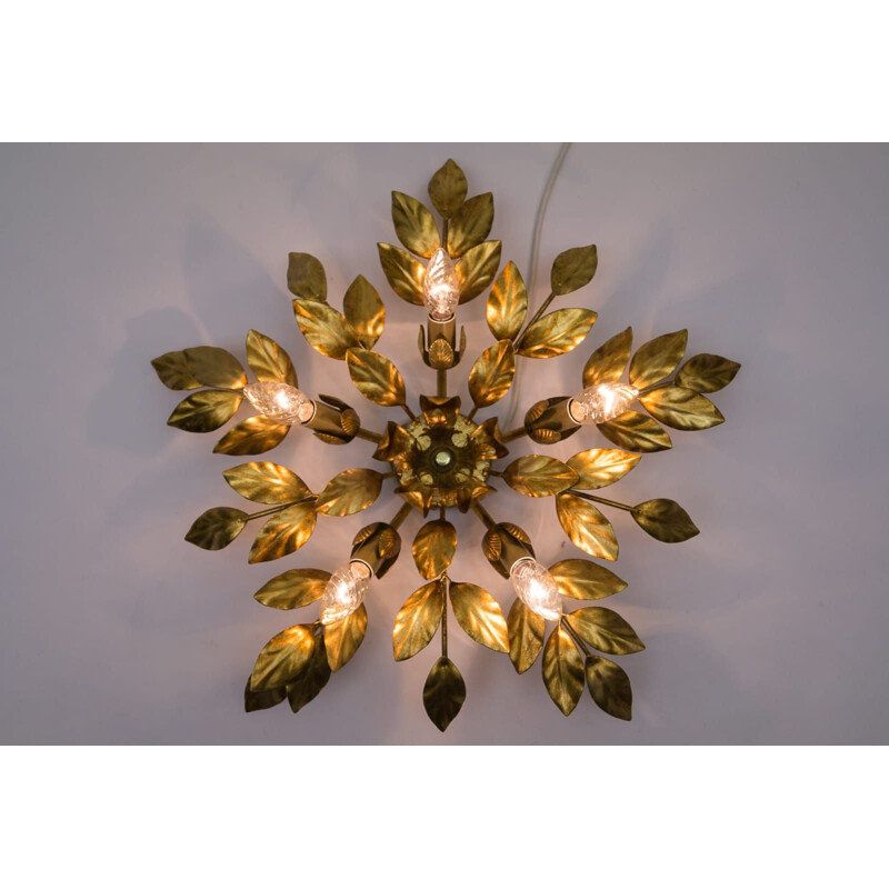 Vintage gilded ceiling light, Germany 1960