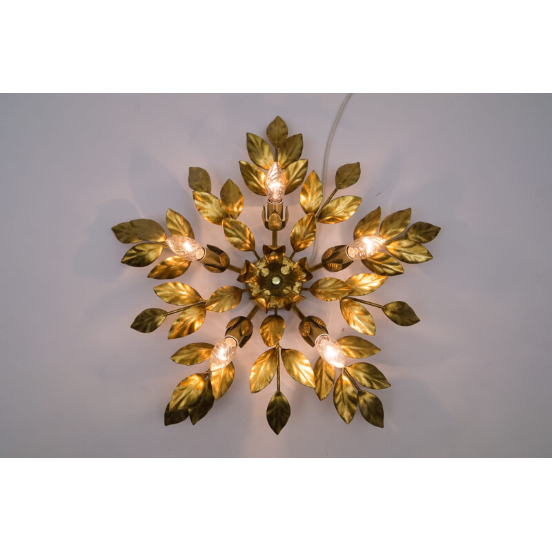 Vintage gilded ceiling light, Germany 1960