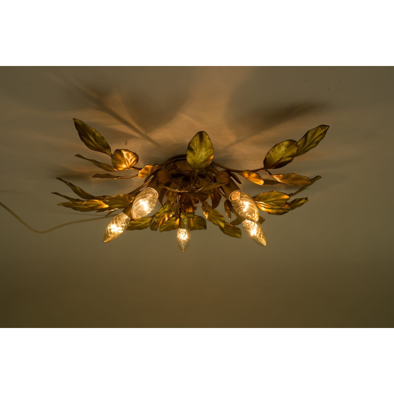 Vintage gilded ceiling light, Germany 1960