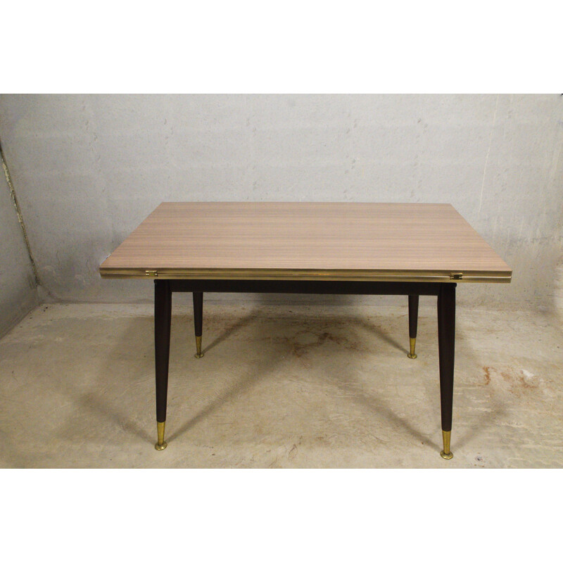 Vintage table with brass legs and hinged top, 1950s