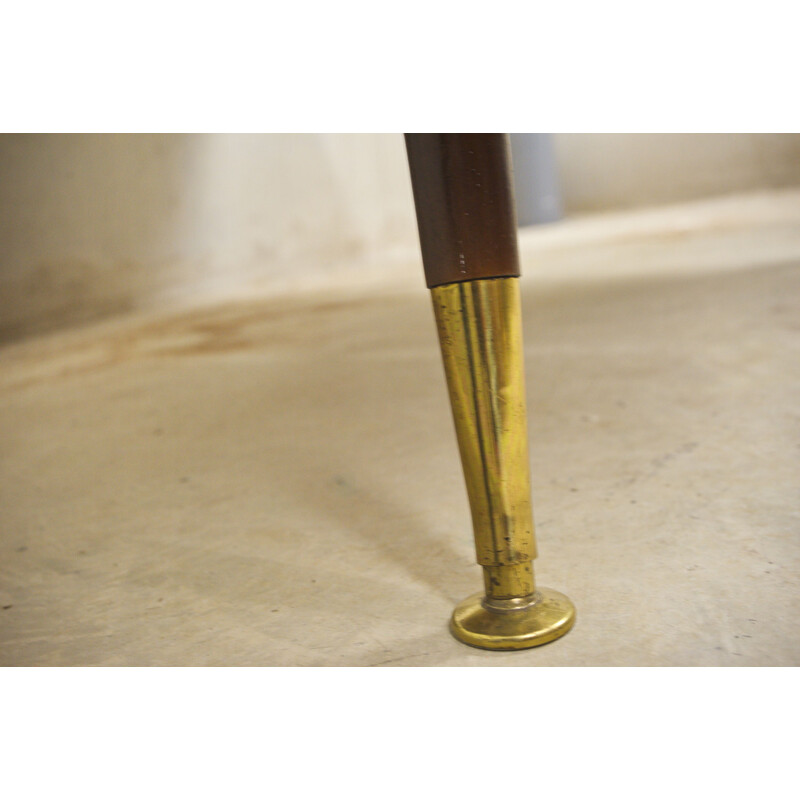 Vintage table with brass legs and hinged top, 1950s