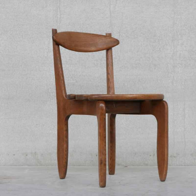 Set of 6 vintage "Thierry" oak chairs by Guillerme and Chambron, France 1960